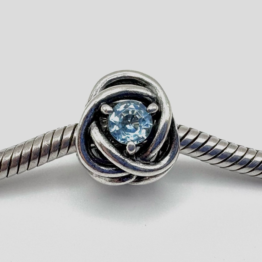 Pandora March Sea Aqua Blue Eternity Circle Sterling Silver Charm